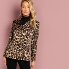 Shein Double Breasted Leopard Fitted Blazer