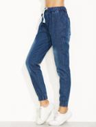 Shein Drawstring Waist Elastic Hem Jeans