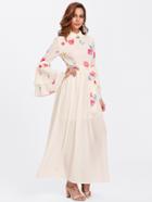 Shein Layered Bell Sleeve Floral Hijab Evening Dress