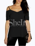Shein Black Cold Shoulder Shirt