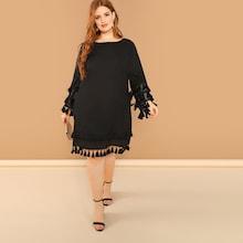Shein Plus Tiered Tassel Trim Dress