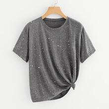 Shein Rubber Print Marled Tee