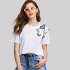 Shein Embroidered Butterfly Embellished T-shirt