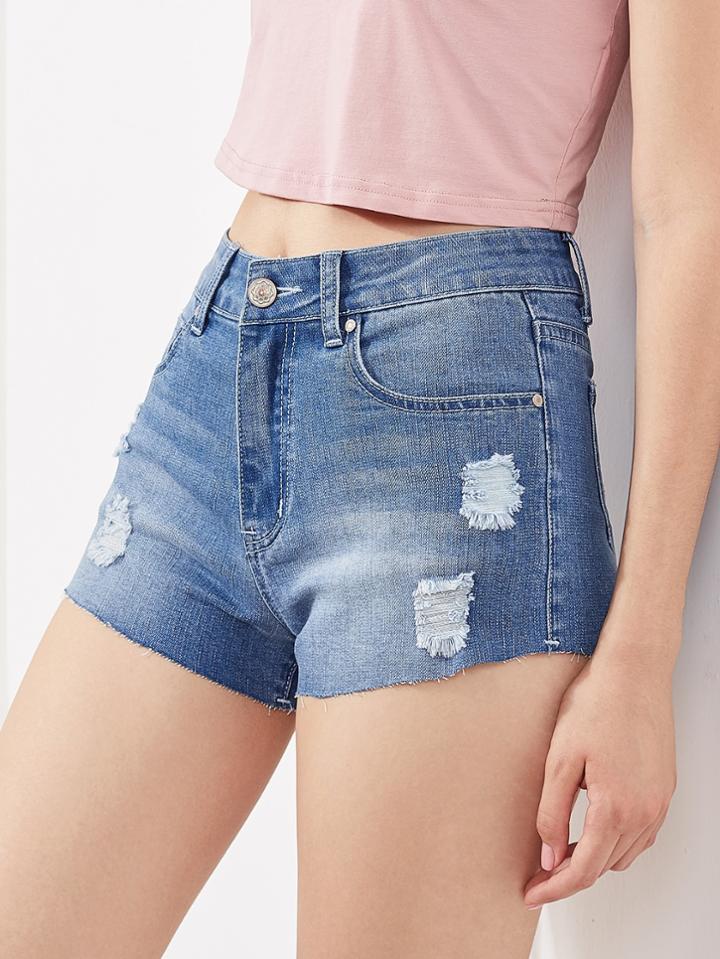 Shein Ripped Raw Edge Denim Shorts