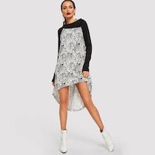 Shein Botanical Print Dip Hem Dress