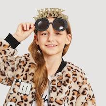 Shein Girls Slogan Decor Round Sunglasses