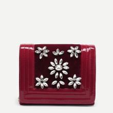 Shein Rhinestone Flower Clutch Bag