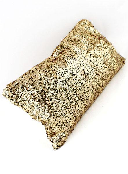 Shein Gold Sequined Zipper Clutch Bag