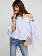 Shein Off Shoulder Contrast Mesh Tie Detail Cape Top