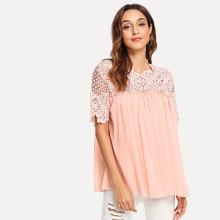 Shein Lace Shoulder Frill Detail Smock Dress