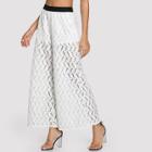 Shein Contrast Waist Wide Leg Sheer Lace Pants