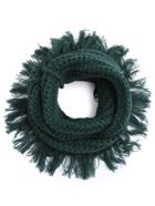 Shein Dark Green Cable Knit Tassel Trim Scarf