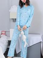Shein Cherry Print Tee & Pants Pj Set