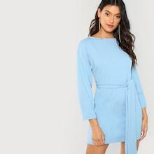 Shein Self Belted Tunic Dress