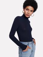 Shein Elbow Patch High Neck Top