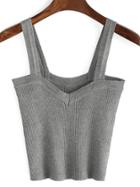 Shein Grey Straps Ribbed Sweater Top