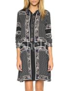 Shein Multicolor Long Sleeve Lapel Vintage Print Dress