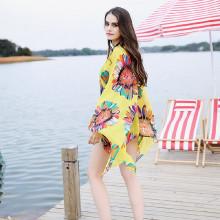 Shein Floral Print Asymmetrical Hem Cover Up