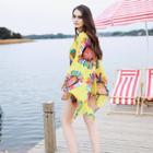 Shein Floral Print Asymmetrical Hem Cover Up