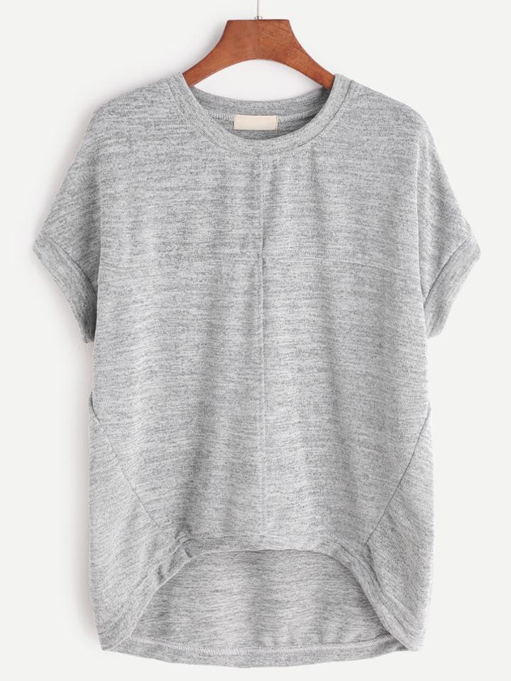 Shein High Low Marled T-shirt
