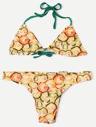 Shein Pineapple Print Triangle Bikini Set - Yellow