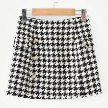 Shein Double-breasted Houndstooth Skirt
