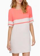 Rosewe Short Sleeve Round Neck Color Block Shift Dress