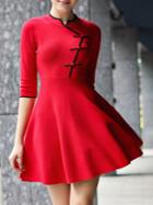 Shein Red Collar Vintage A-line Dress