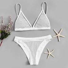 Shein Hollow-out Random Striped Bikini Set