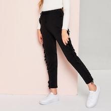 Shein Girls Raw Hem Solid Pants