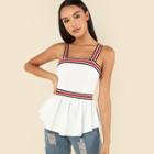 Shein Thick Strap Striped Pep Shell Top