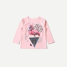 Shein Toddler Girls Flamingo & Geometric Print Tee