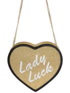Shein Letter Patch Heart Shape Gold Glitter Bag