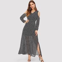 Shein Open Shoulder Dot Print Dress