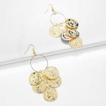 Shein Coin Detail Hoop Drop Earrings