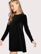 Shein Long Sleeve Velvet Swing Dress