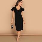 Shein Tiered Flutter Sleeve Fitted Dress