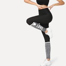 Shein Letter Print Colorblock Leggings