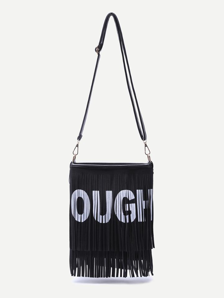 Shein Ough Fringe Tassel Faux Leather Crossbody Bag