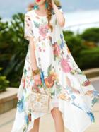 Shein Flowers Print High Low Dress