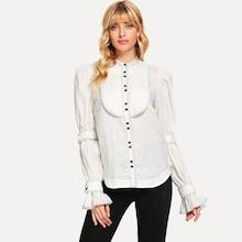 Shein Stitch Detail Single Breasted Blouse