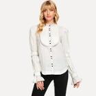 Shein Stitch Detail Single Breasted Blouse