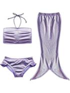 Shein Metallic Purple 3pcs Mermaid Swimwear