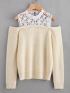 Shein Illusion Floral Lace Neck Jumper