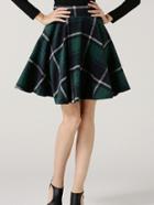 Shein Green High Waist Checkered Skirt