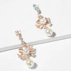 Shein Faux Pearl Decorated Flower Drop Earrings