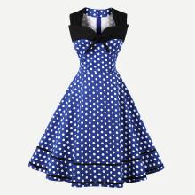Shein Knot Detail Polka Dot Circle Dress