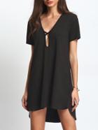 Shein Keyhole Deep V Neck Dip Hem Dress