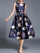 Shein Backless Flowers Print Dress