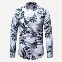 Shein Men Floral Print Curved Hem Shirt